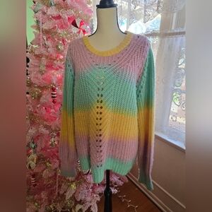 Anthropologie Rainbow Sweater XL